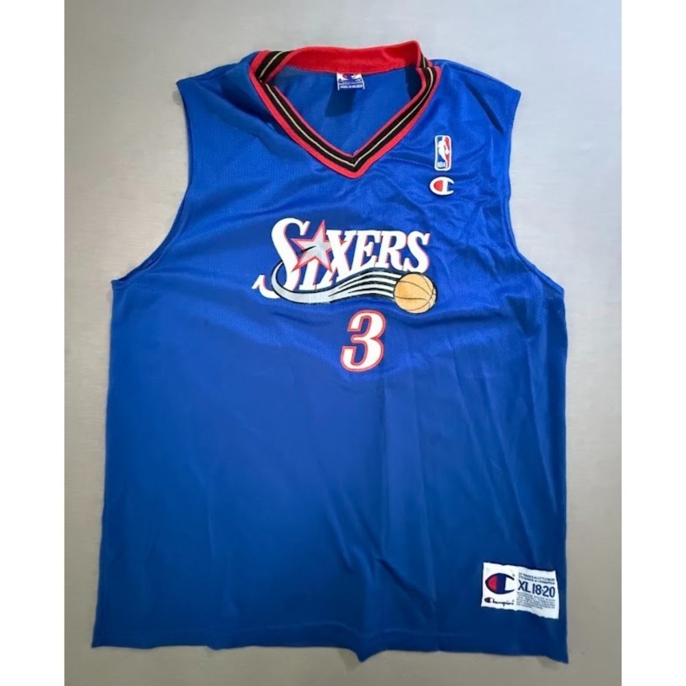 Champion Blue Sixers #3 Basketball Jersey with Red Trim
